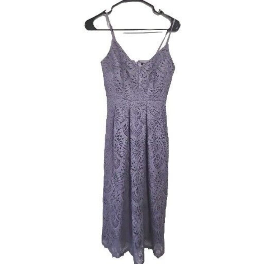 Gianni Bini Babydoll Purple Lace Dress Sz 0 FAIRY Cottage Formal Party Midi